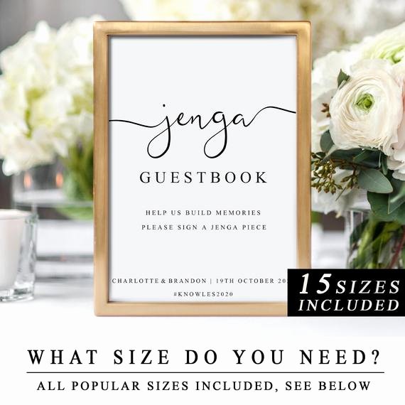 Diy Guest Book Templates Awesome Jenga Guestbook Wedding Sign Template Diy Jenga Guest Book
