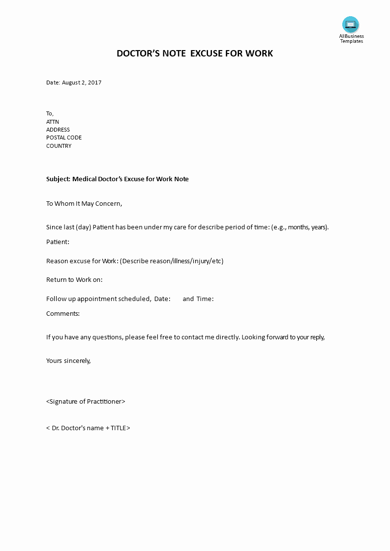 Doctors Excuse for Work Template Awesome Doctor Note for Work Do You Need A Doctor’s Note We