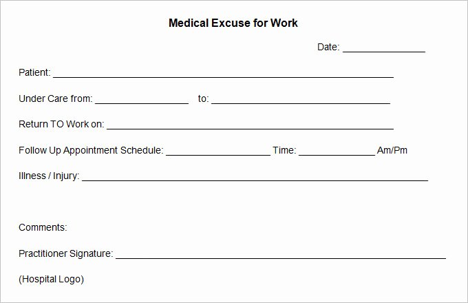 Doctors Excuse Template for Work New 9 Doctor Excuse Templates Pdf Doc