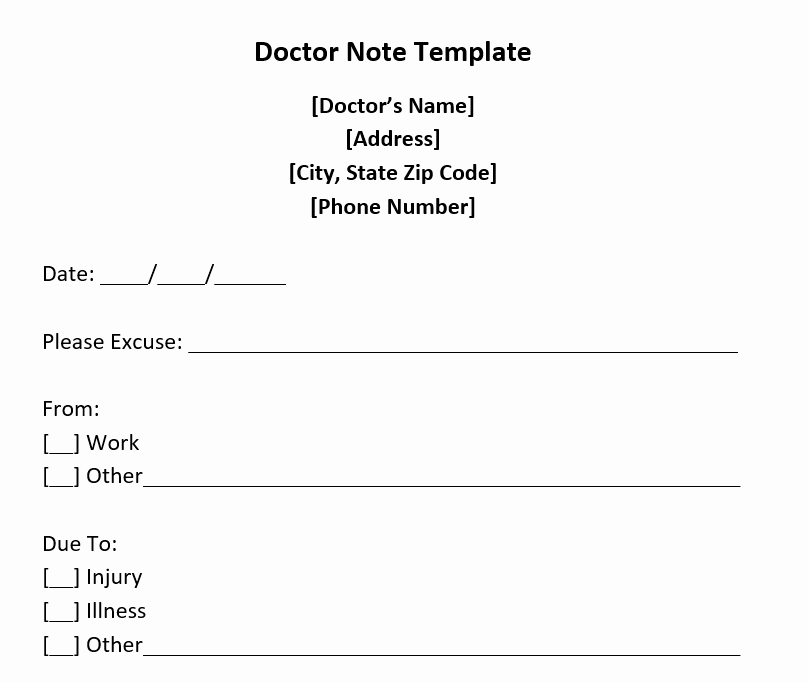 Drs Excuse Note Template Inspirational Fake Doctors Note Template – 27 Free Word Pot Pdf