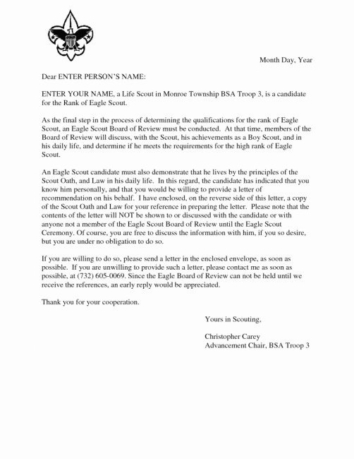 Eagle Scout Reference Letter Template Awesome Eagle Scout Re Mendation Letter Template