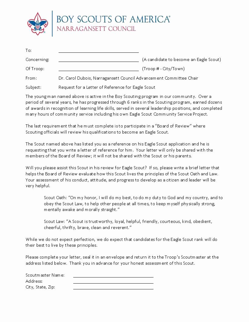 Eagle Scout Reference Letter Template Lovely Eagle Scout Advancement Information