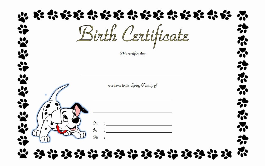 Editable Birth Certificate Template Awesome Dog Birth Certificate Template Editable [9 Designs Free]