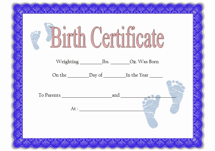 Editable Birth Certificate Template Inspirational Fillable Birth Certificate Template Free [10 Various Designs]