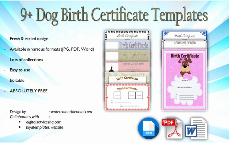 Editable Birth Certificate Template Unique Dog Birth Certificate Template Editable [10 Ficial Designs]