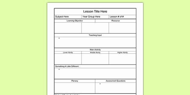 Editable Weekly Lesson Plan Template Lovely Lesson Plan Template Key Stage 1
