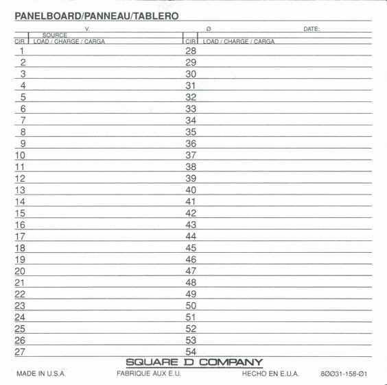 Electrical Panel Schedule Excel Template Inspirational Panel Schedule Template Square D Printable Panels