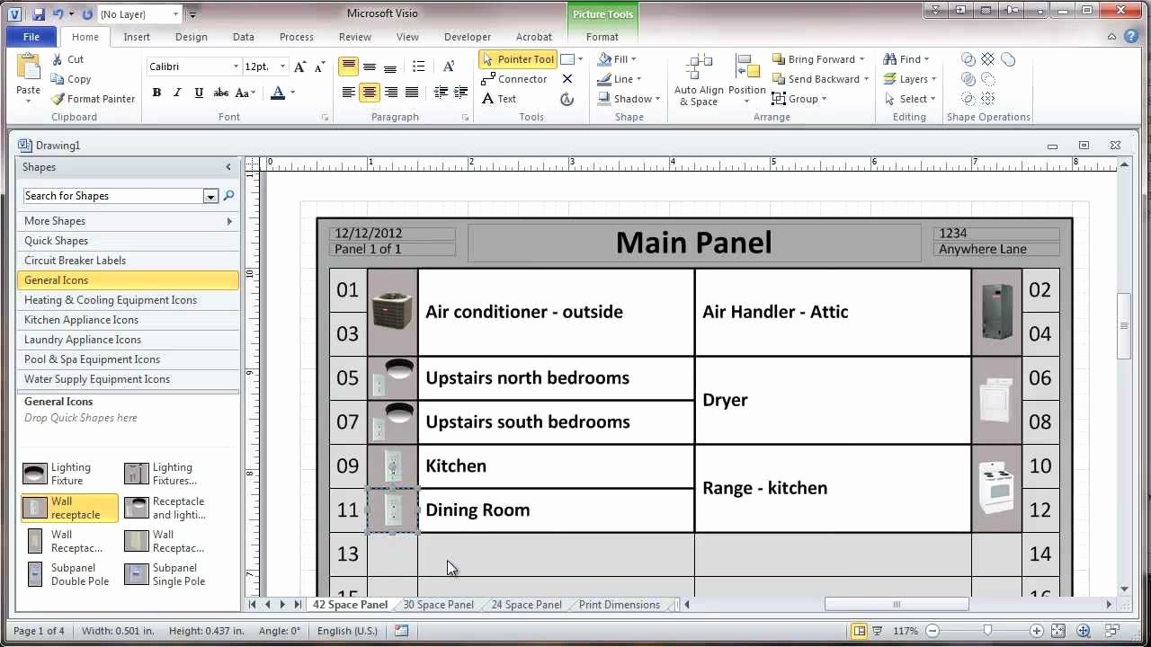 Electrical Panel Schedule Excel Template Luxury Creating A Residential Electrical Panel Directory In Visio