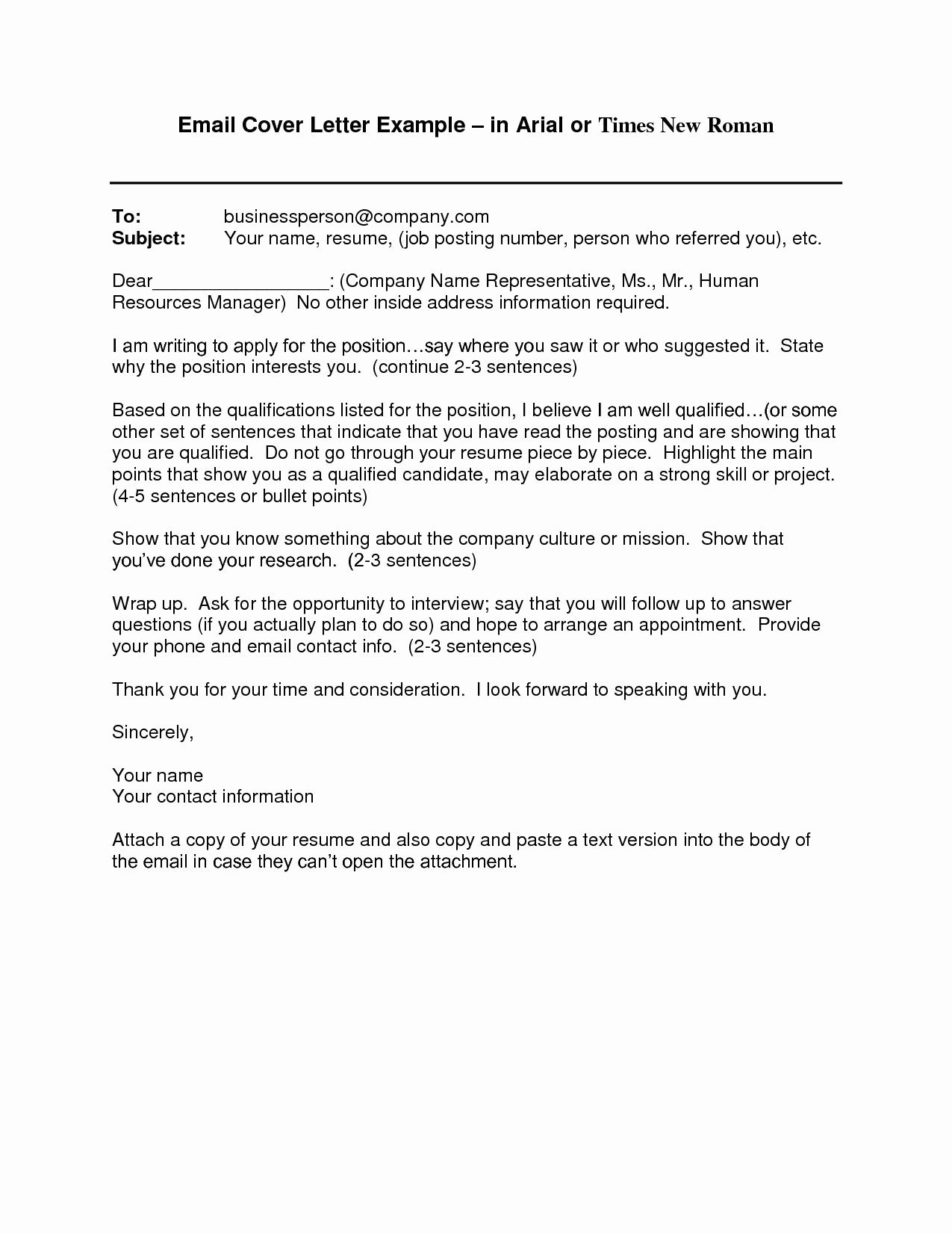 Email Cover Letter Templates Awesome Cover Letter Template Via Email