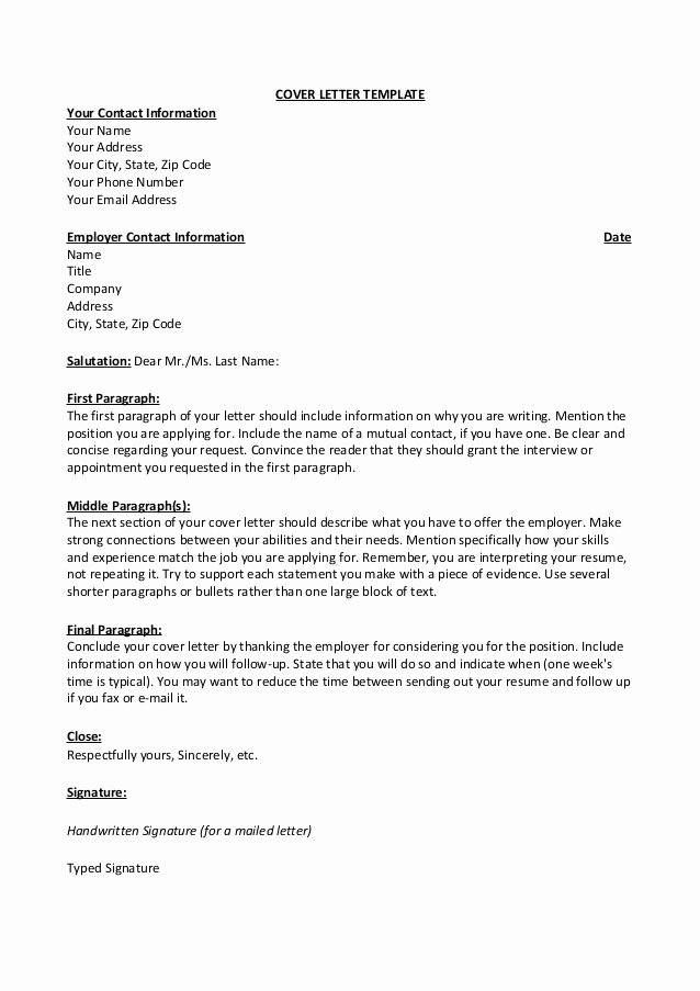 Email Cover Letter Templates New Cover Letter Template