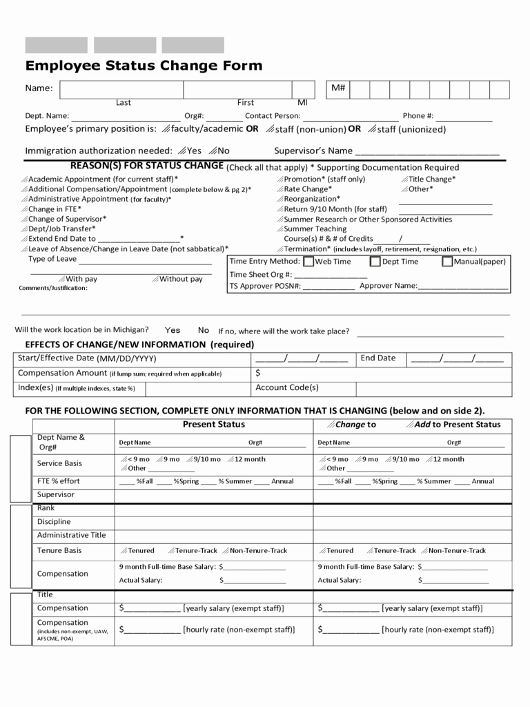 Employee Change form Template Awesome Employee Status Change form 4 Free Templates In Pdf
