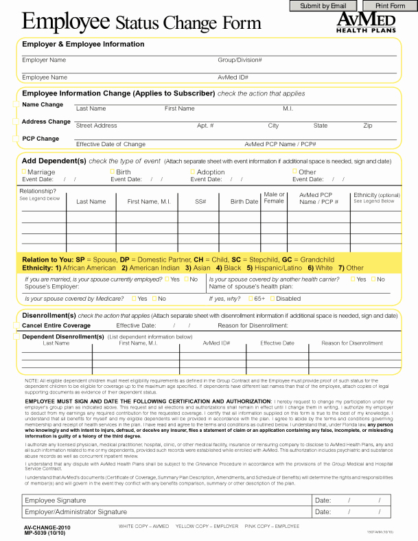 Employee Change form Template Awesome Employee Status Change forms Word Excel Samples