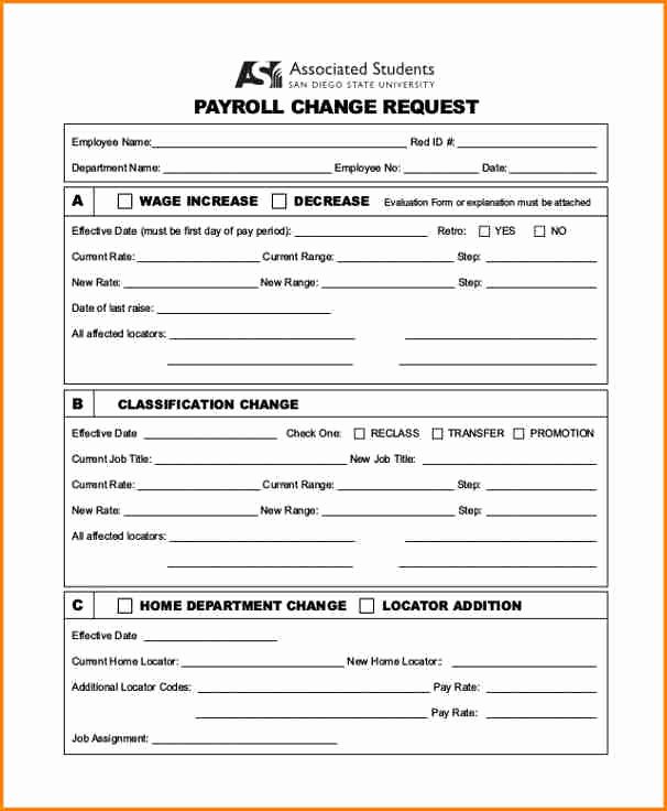 Employee Change form Template Best Of 7 Payroll Change form Template