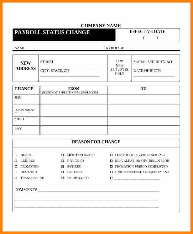 Employee Change form Template Lovely 6 Employee Payroll form