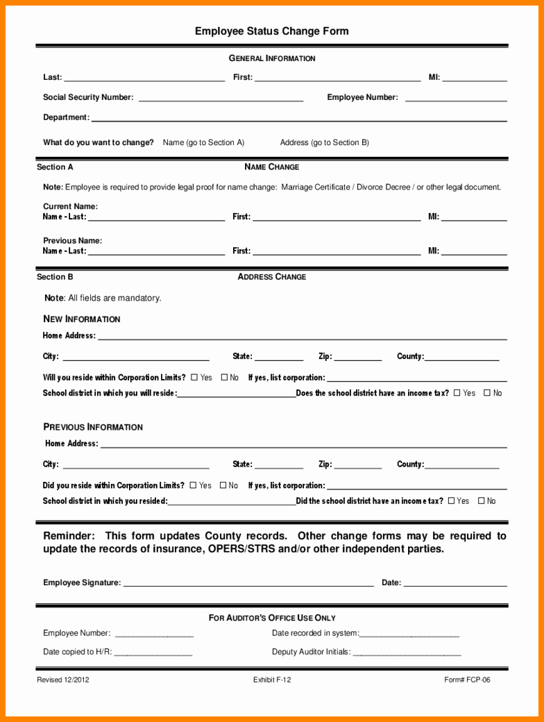 Employee Change form Template Lovely 8 Payroll Change form Template