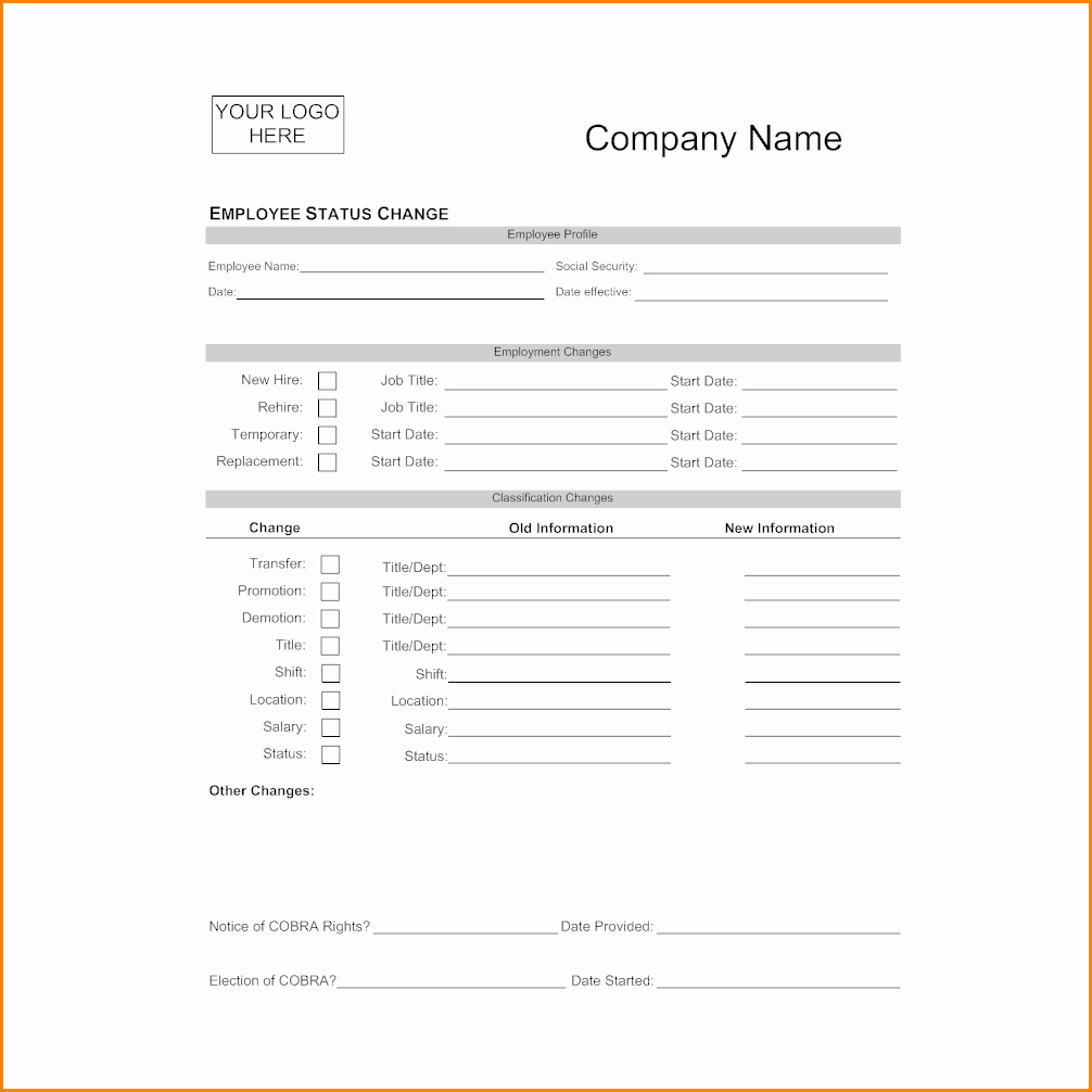 Employee Change form Template Lovely 9 Salary Change form Template