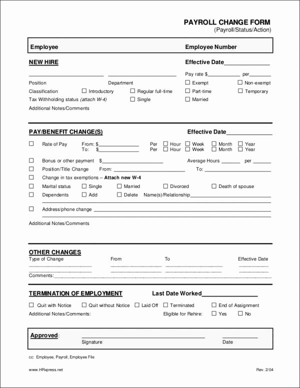 Employee Change form Template New Free 26 Payroll Samples &amp; Templates In Pdf
