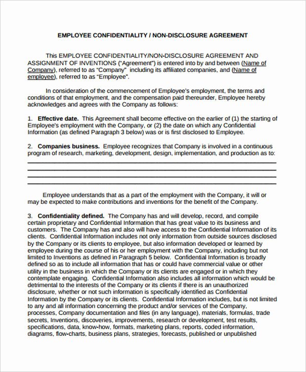 Employee Confidentiality Agreement Template Beautiful 19 Confidentiality Agreement forms In Pdf Free