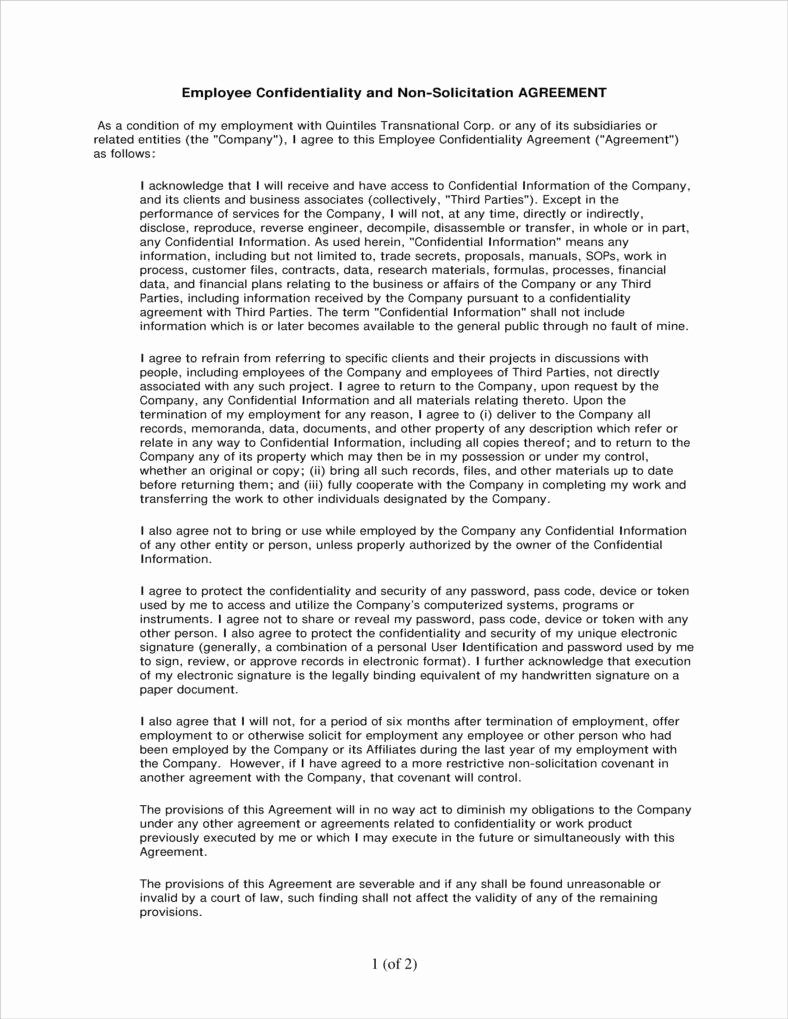 Employee Confidentiality Agreement Template Elegant 5 Employee Confidentiality Agreement Templates Word