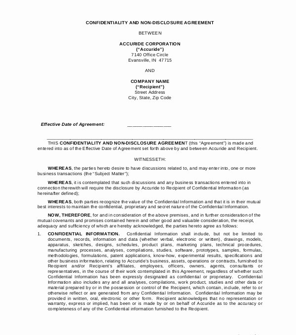Employee Confidentiality Agreement Template Fresh 16 Employee Confidentiality Agreement Templates Free