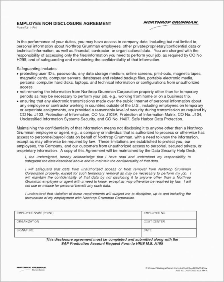 Employee Confidentiality Agreement Template Inspirational Confidentiality Agreement for Employees