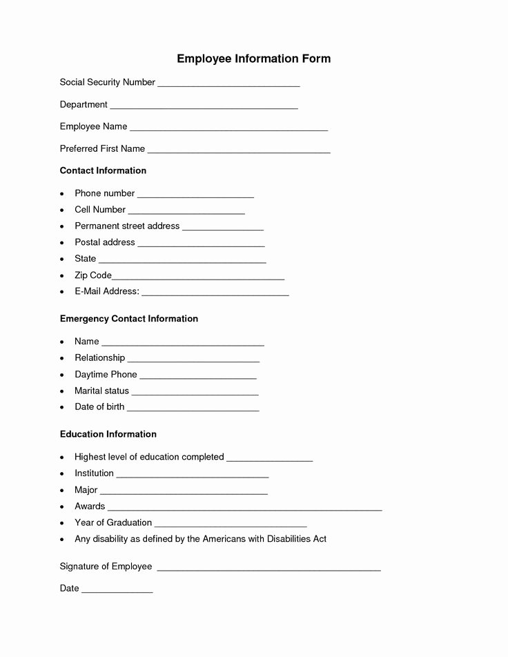 Employee Emergency Contact form Template Inspirational 19 Best Employee forms Images On Pinterest