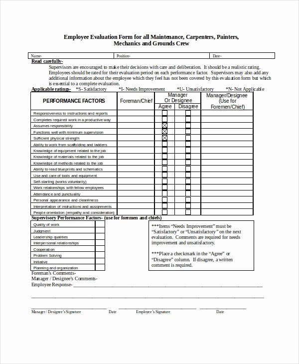 Employee Evaluation form Template Word Best Of Employee Evaluation form Example 13 Free Word Pdf