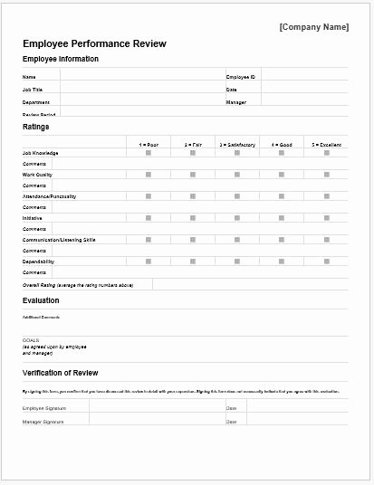 Employee Evaluation form Template Word Elegant Performance Appraisal forms for Ms Word