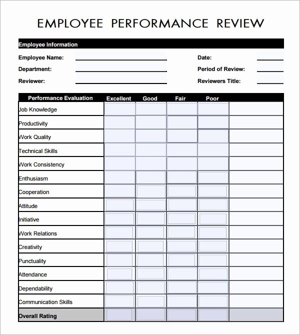 Employee Evaluation form Template Word Fresh Employee Evaluation form Pdf