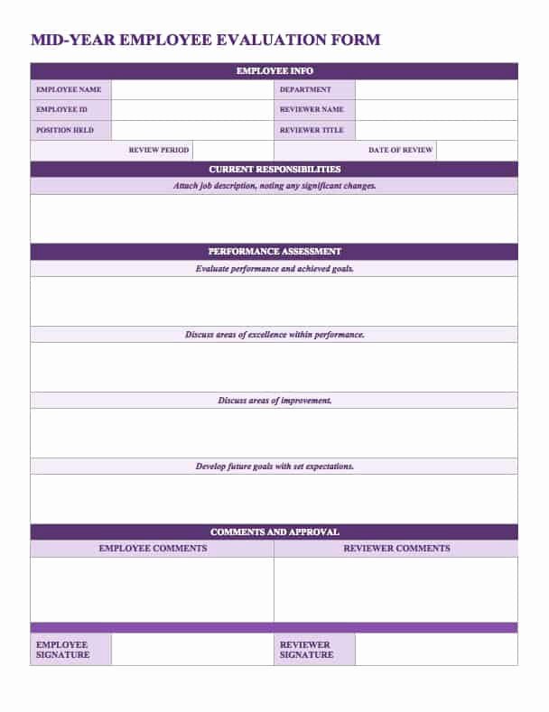 Employee Evaluation form Template Word Inspirational Free Employee Performance Review Templates