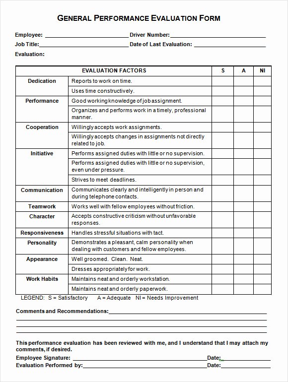 Employee Evaluation form Template Word Inspirational Sample Performance Evaluation form 7 Documents In Pdf Word