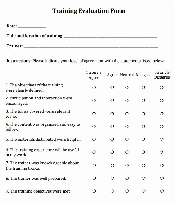 Employee Evaluation form Template Word Luxury Free 6 Sample Training Evaluations In Word