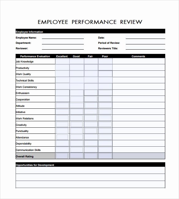 Employee Evaluation form Template Word New Sample Performance Review 6 Documents In Pdf Word