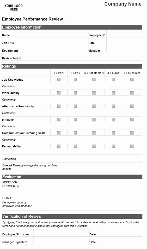 Employee Evaluation form Template Word Unique Employee Evaluation Template