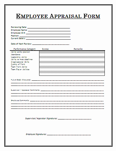 Employee Evaluation Template Word Fresh Monthly Employee Appraisal form
