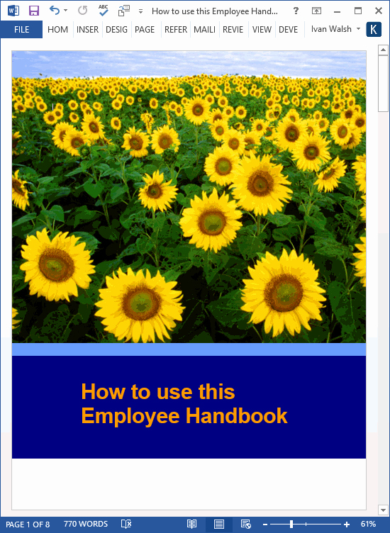 Employee Handbook Template Word Free Beautiful Employee Handbook Template Ms Word Excel – Templates