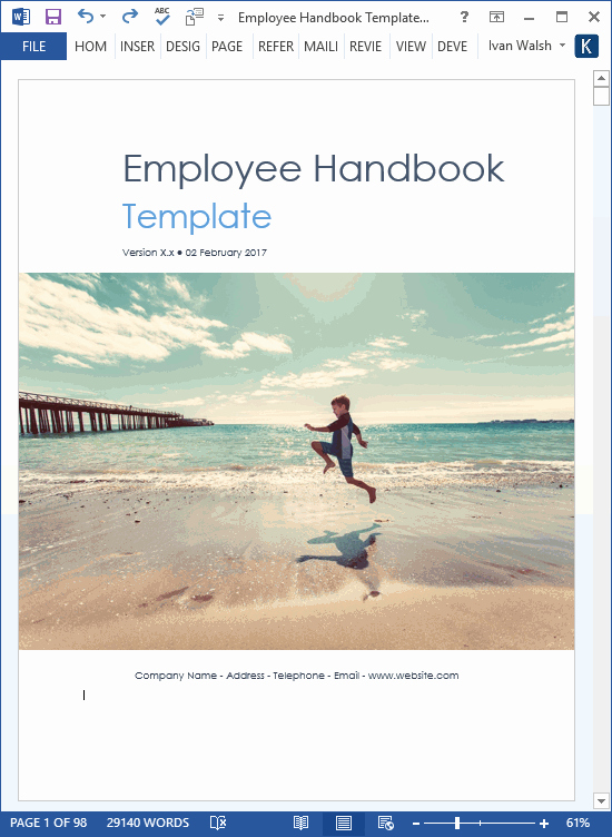 Employee Handbook Template Word Free Elegant Employee Handbook Template – Download 100 Pg Ms Word