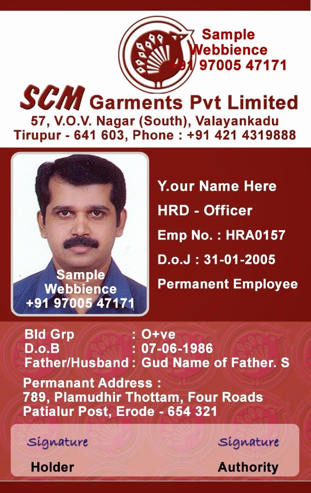 Employee Identification Card Template Best Of Id Card Coimbatore Ph form 25c Based Id