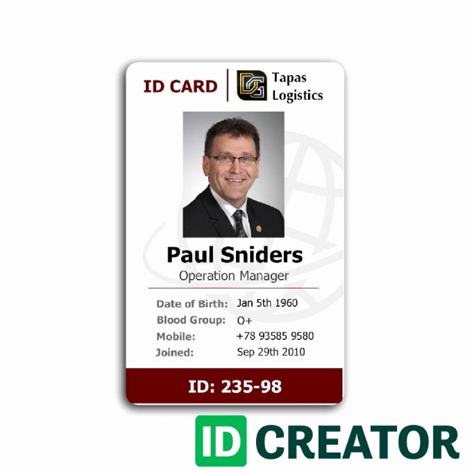 Employee Identification Card Template Lovely Employee Id Card 2 Card Templates