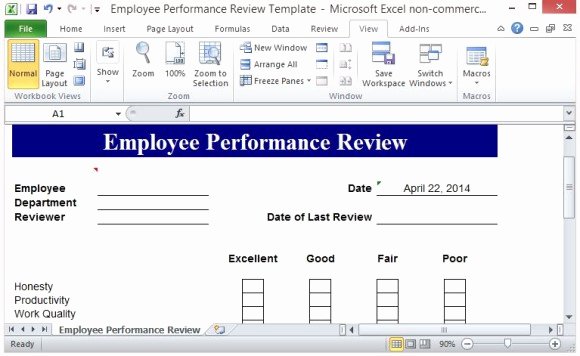 Employee Performance Review Template Excel Elegant Free Performance Review Template form for Word 2007