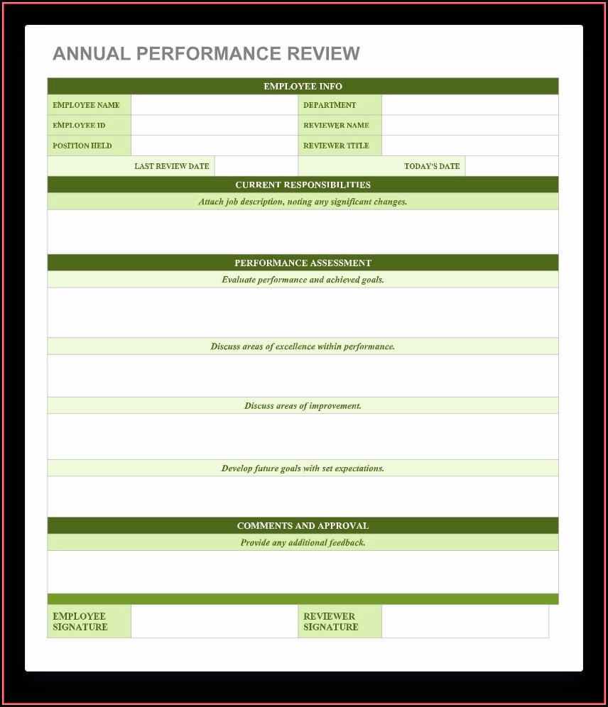Employee Performance Review Template Excel New Free Employee Performance Review Template Excel Template
