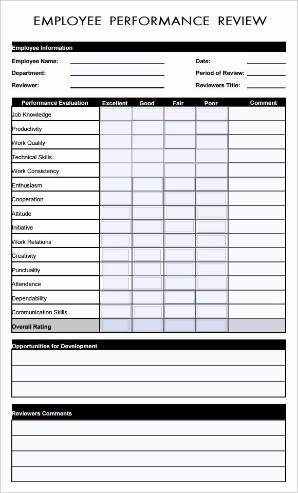 Employee Performance Review Template Free Awesome Employee Evaluation form Sample – 13 Free Examples format