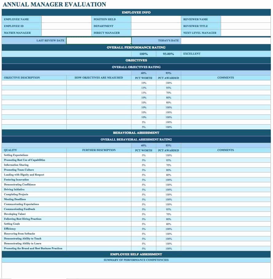 Employee Performance Review Template Free New Free Employee Performance Review Templates Smartsheet