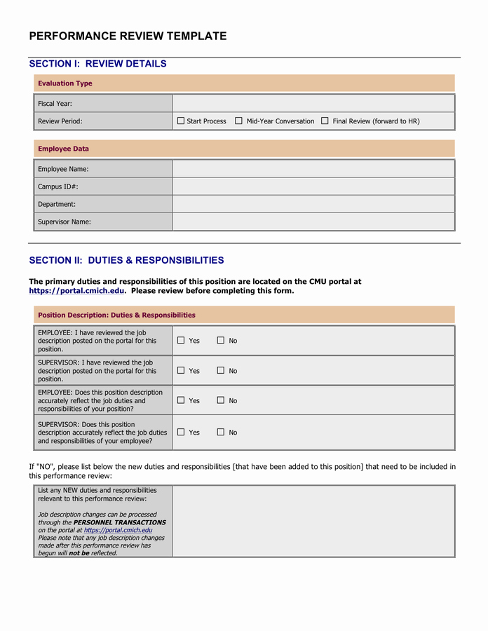 Employee Review Template Word Best Of Employee Review form Free Documents for Pdf