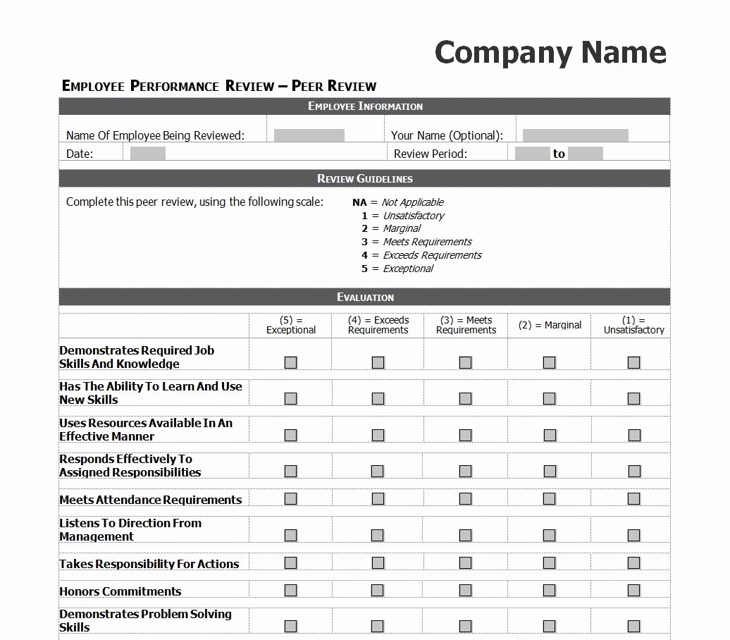 Employee Review Template Word Fresh Employee Performance Review Checklist