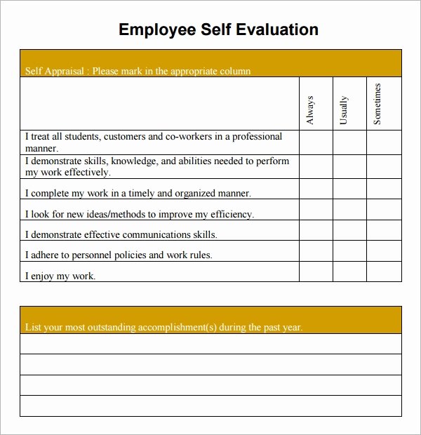Employee Review Template Word Unique Free 14 Sample Employee Self Evaluation form In Pdf