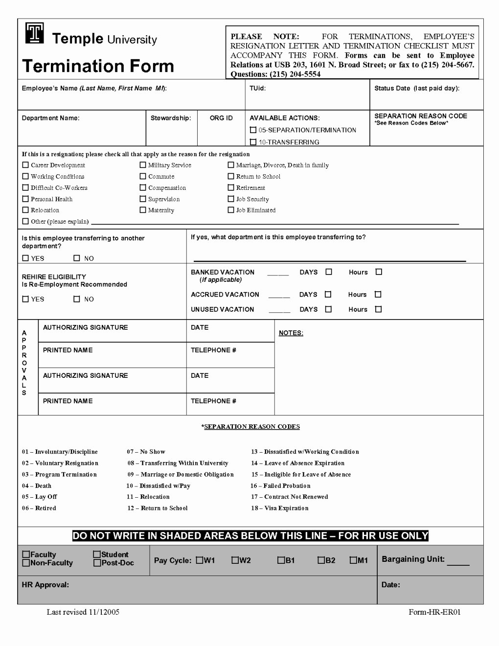 Employee Separation form Template Fresh Employee Separation form