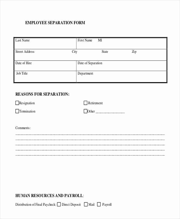 Employee Separation form Template New Employment Separation Certificate form Jobsbillybullockus