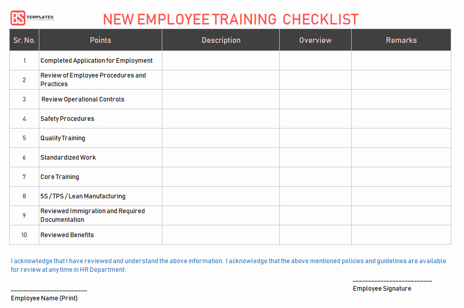 Employee Training Checklist Template Beautiful Employee Training Checklist Template for Excel &amp; Word