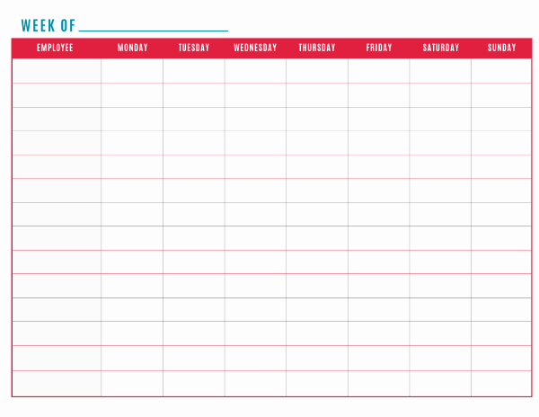 Employee Work Plan Template Awesome Printable Employee Schedule Template